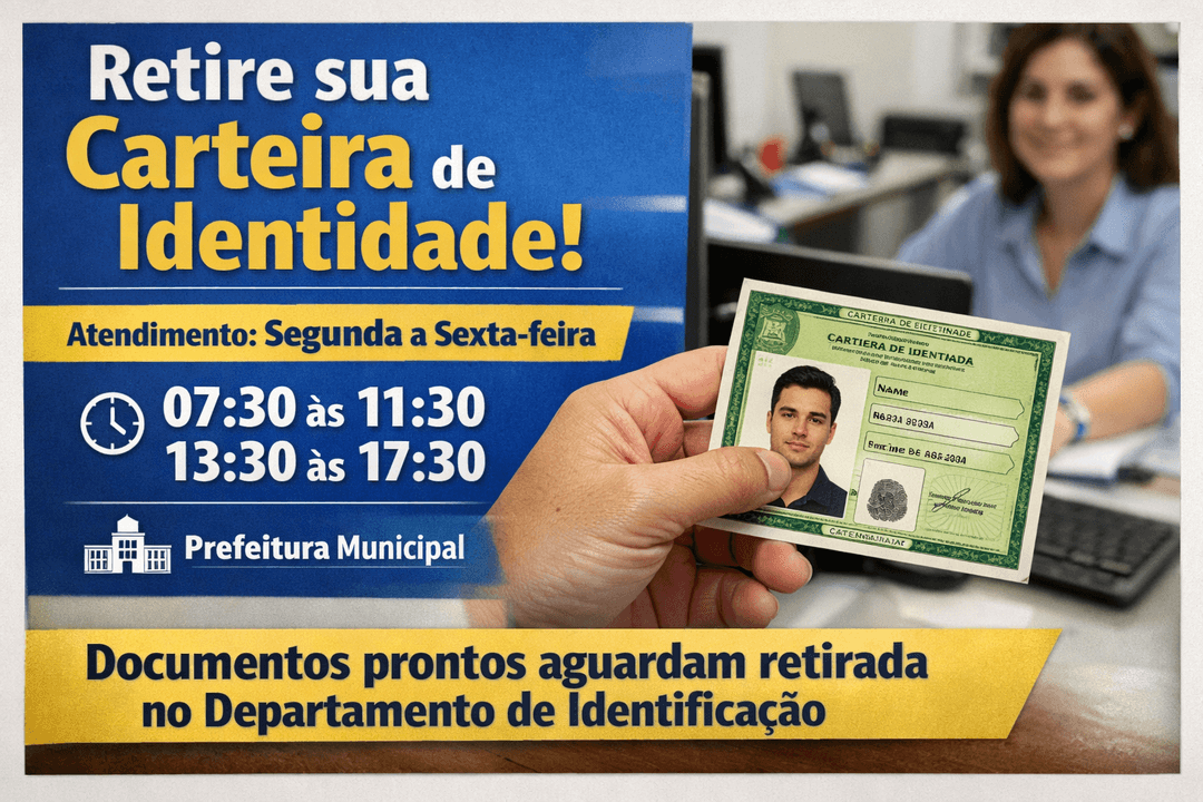 Município orienta população a retirar Carteiras de Identidade prontas no Departamento de Identificação