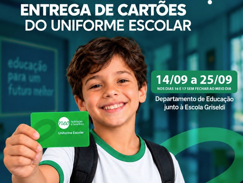 Modelo disponibiliza Cartão Uniforme para famílias da Rede Municipal de Ensino