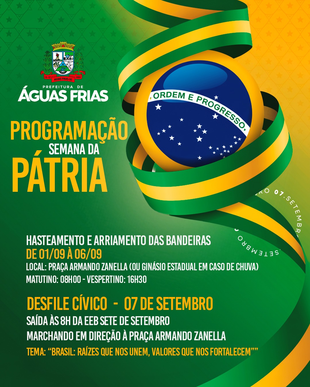 Águas Frias celebra 204 anos da Independência do Brasil com homenagem cívica e apresentações culturais