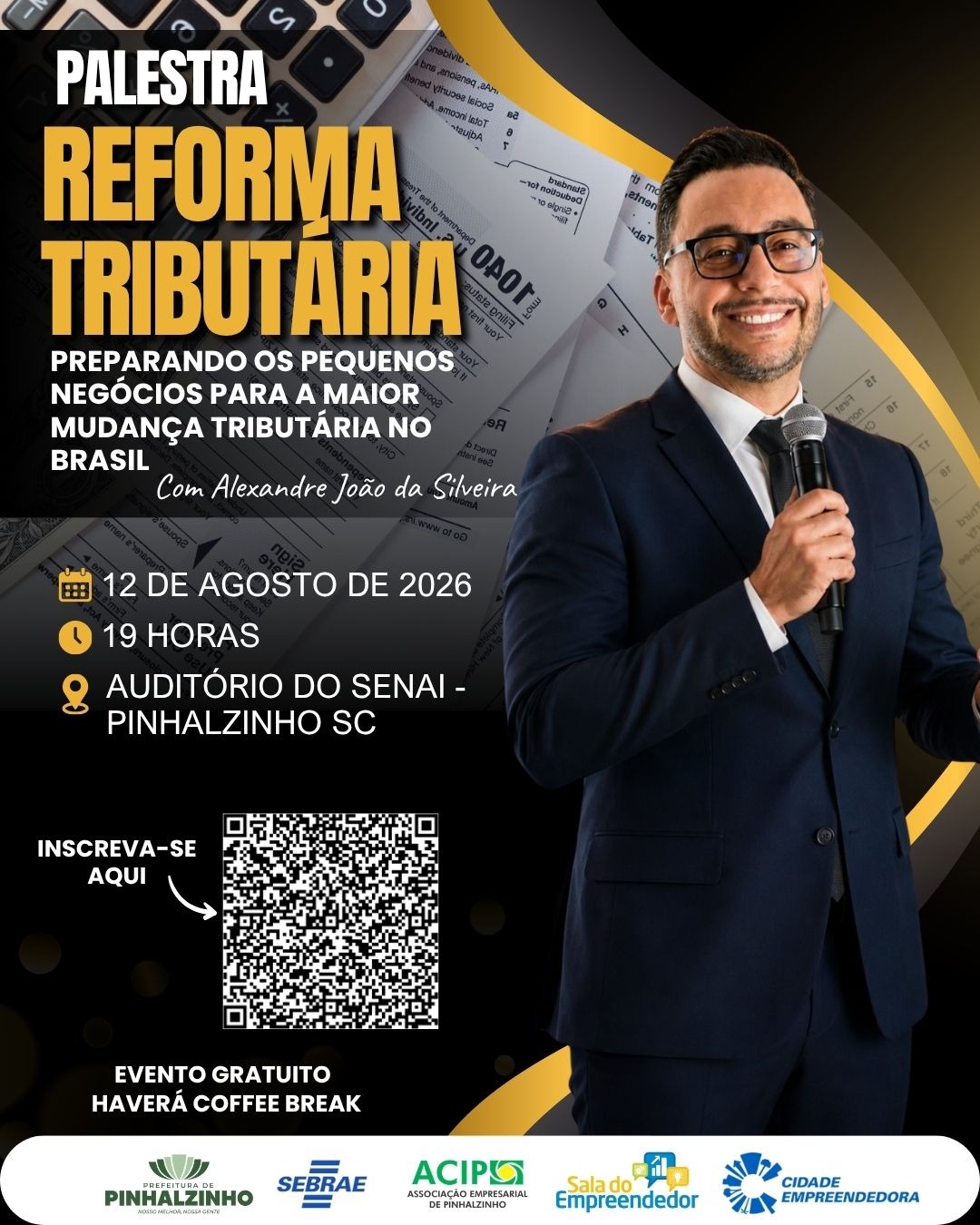 Reforma Tributária será tema de palestra gratuita para empresários em Pinhalzinho