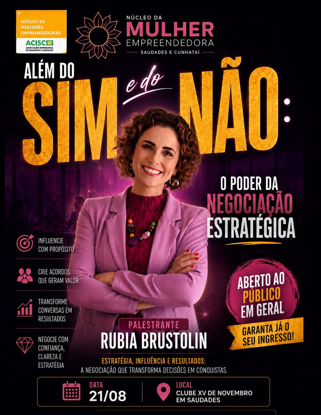 Saudades recebe palestra sobre negociação estratégica para mulheres empreendedoras