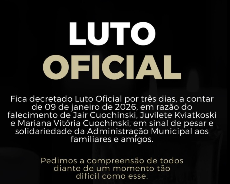 Prefeitura de União do Oeste decreta luto oficial após tragédia familiar