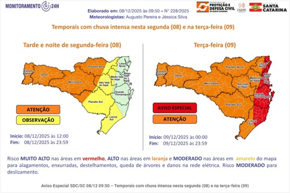 Aulas são suspensas em Pinhalzinho devido ao mau tempo e alertas da Defesa Civil