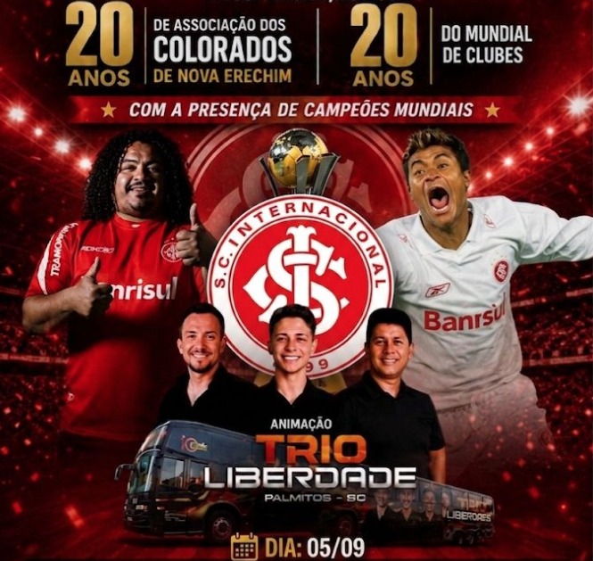 Associação dos Colorados de Nova Erechim celebra 20 anos com presença de campeões mundiais