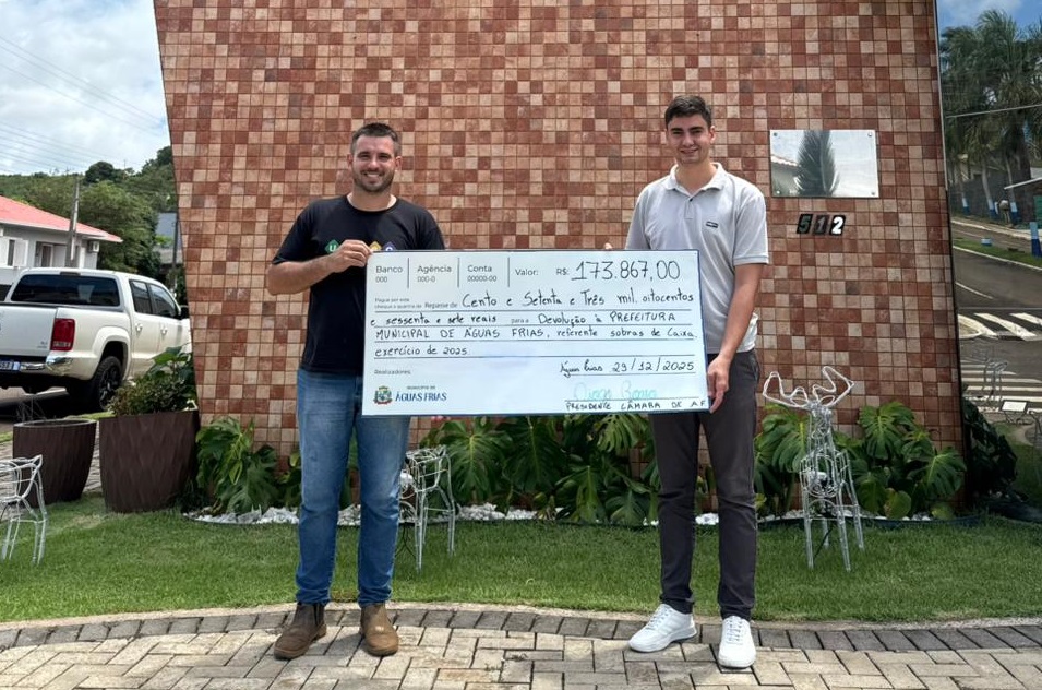 Câmara de Vereadores de Águas Frias devolve R$ 173,8 mil aos cofres do município