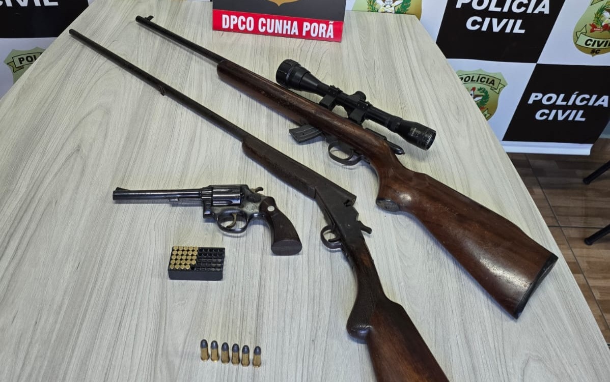 Polícia apreende armas em caso de violência doméstica