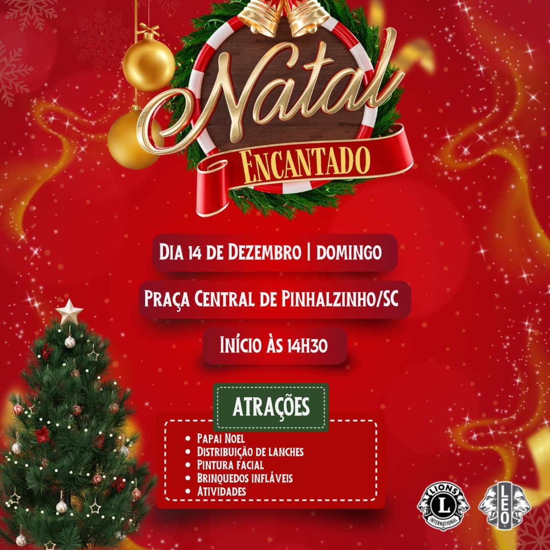 LEO Clube promove Natal Encantado na Praça Central de Pinhalzinho