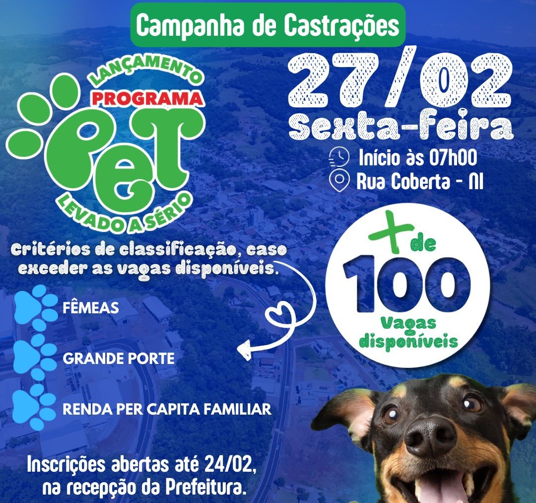 Castração animal terá 125 procedimentos em Nova Itaberaba por meio do programa Pet Levado a Sério