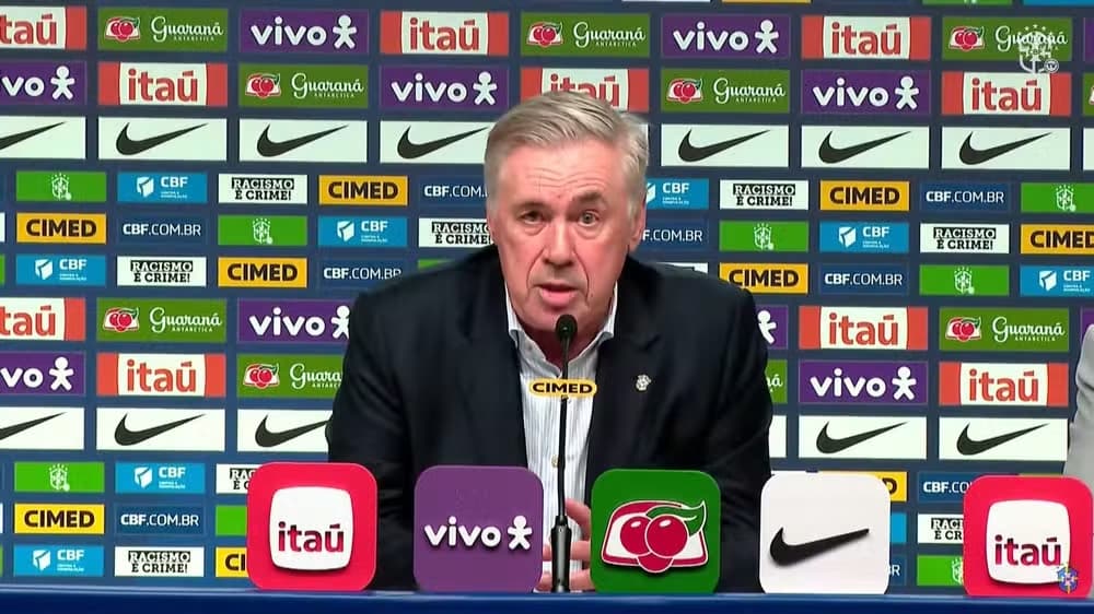 Ancelotti anuncia convocados da Seleção Brasileira para amistosos contra Senegal e Tunísia