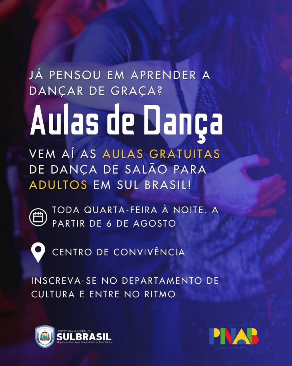 Inscrições abertas para aulas gratuitas de Dança de Salão em Sul Brasil