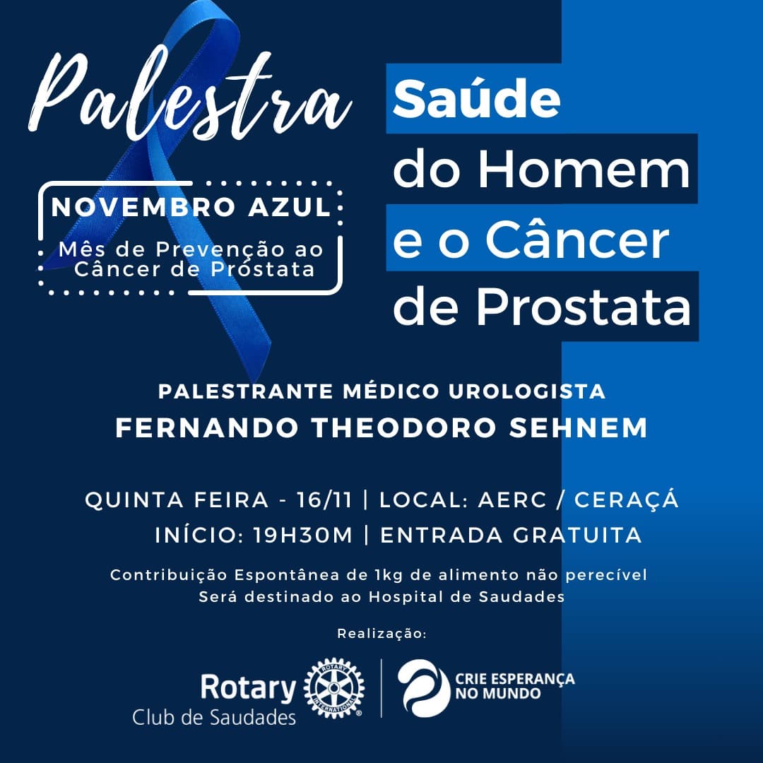 Saúde do Homem será tema de palestra em Saudades