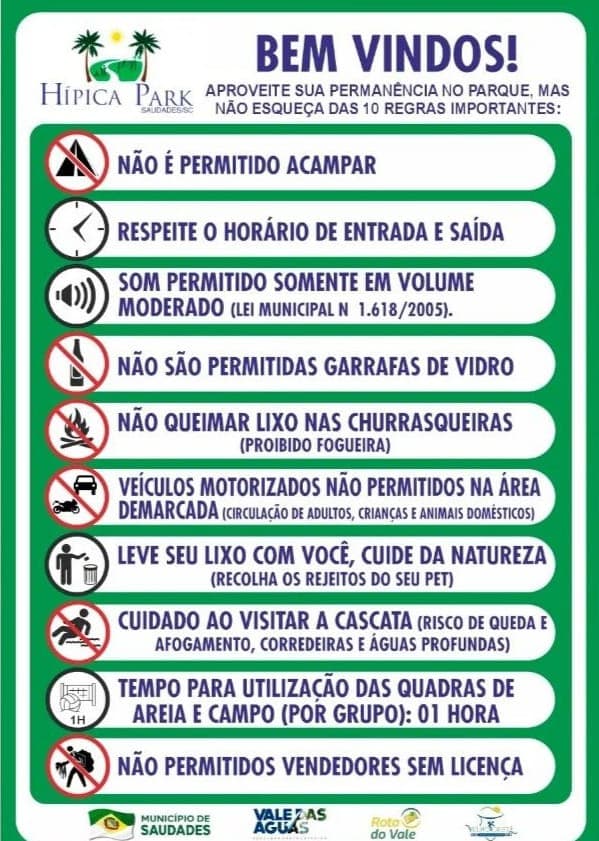 Regras para utilizar o parque Hípica Park (Foto: Assessoria de Imprensa)