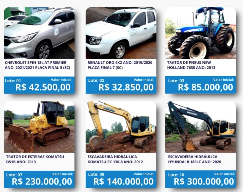 Serra Alta realiza leilão online de veículos, máquinas e sucatas pela Superbid