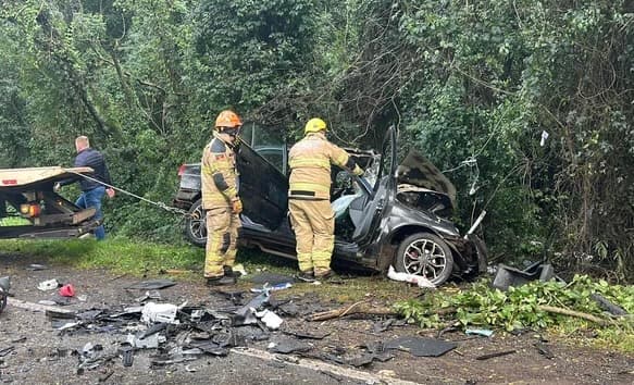 Vítimas estavam em Honda Civic (Foto: Eduardo Krais)