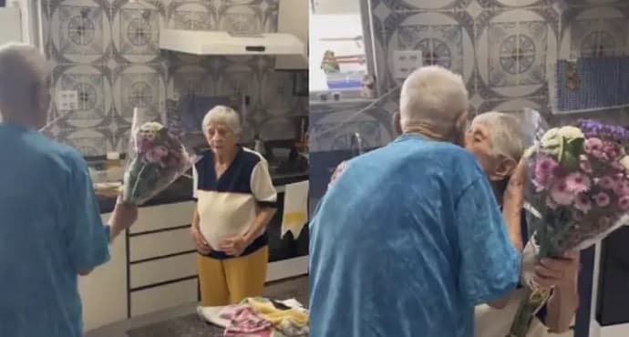O casal de idosos estão casados há 76 anos e ainda se tratam com muito carinho (Foto: Redes Sociais)