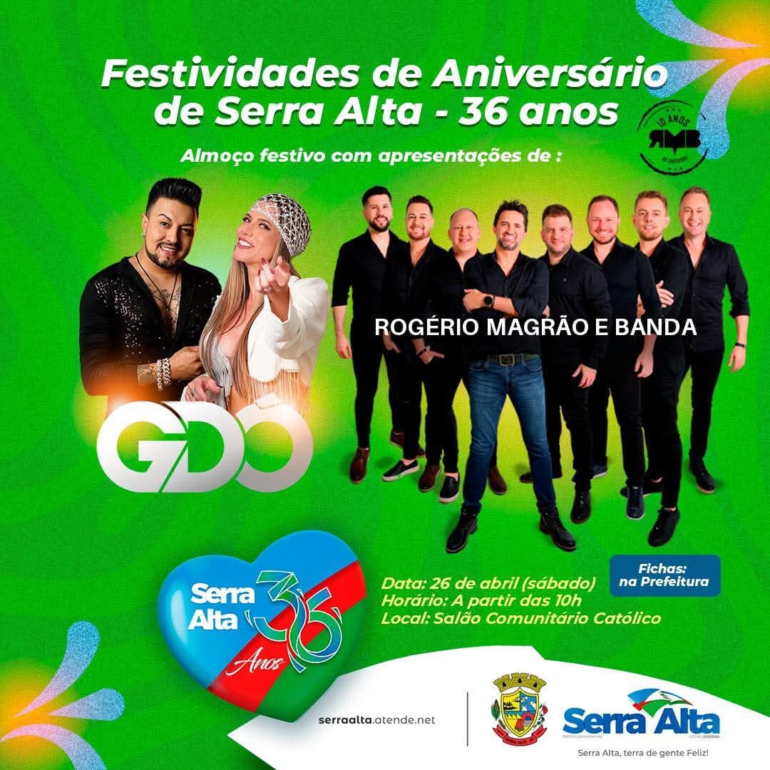 Serra Alta celebra 36 anos com grande festa e almoço comemorativo; fichas já estão disponíveis