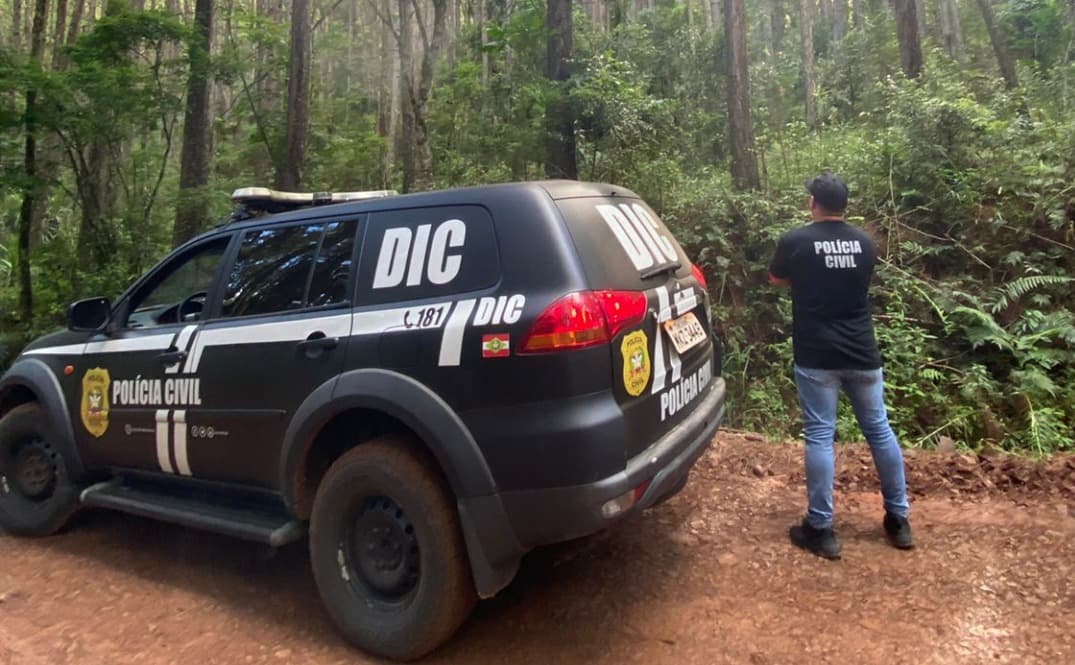 Corpo do idoso foi encontrado em uma plantação de pínus em Ponte Serrada (Foto: Polícia Civil)