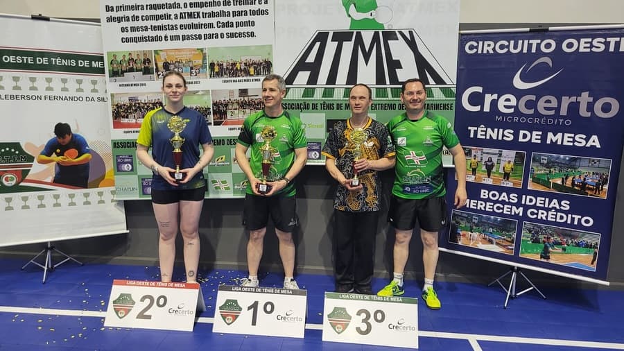 Pinhalzinho é vice-campeão da 5ª etapa da Liga Oeste de Tênis de Mesa