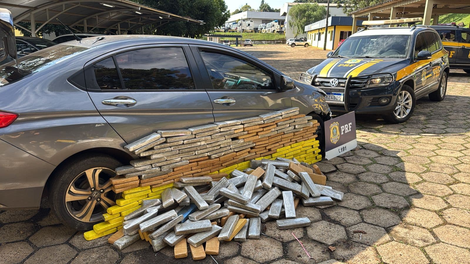 Drogas são apreendidas para PRF em Coronel Freitas (Foto: Divulgação)