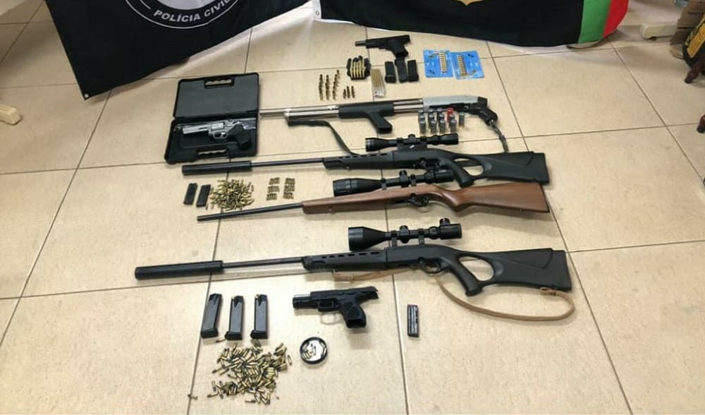 Armas apreendidas em ação no Oeste de Santa Catarina (Foto: PC)