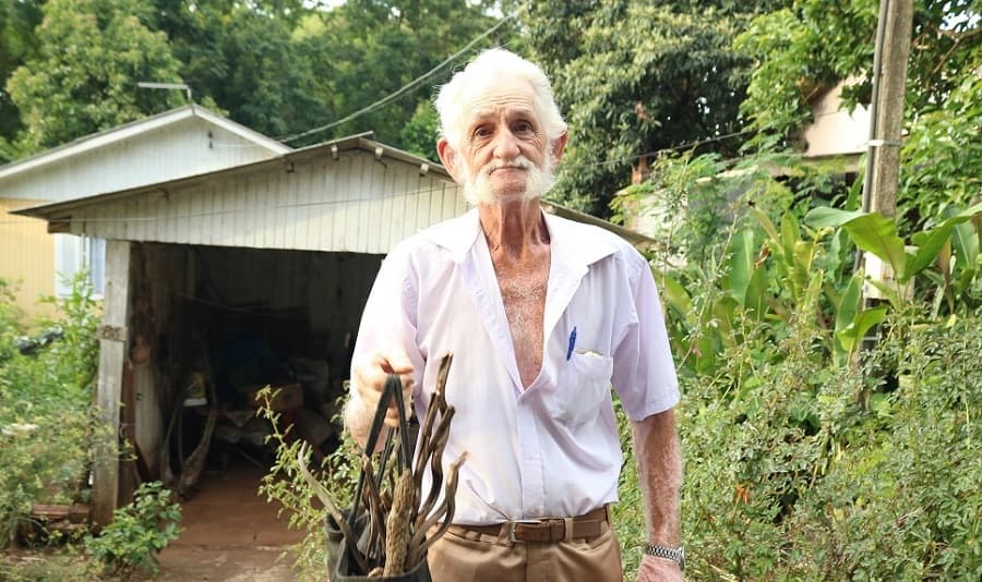 Egídio Motter sabe o poder de cada planta para a saúde (Foto: Renan Ribeiro)