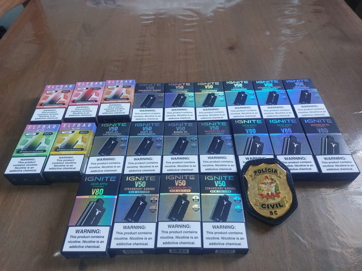 Polícia de Pinhalzinho prende em flagrante homem por comercializar “cigarros eletrônicos” (Foto: Polícia Civil)