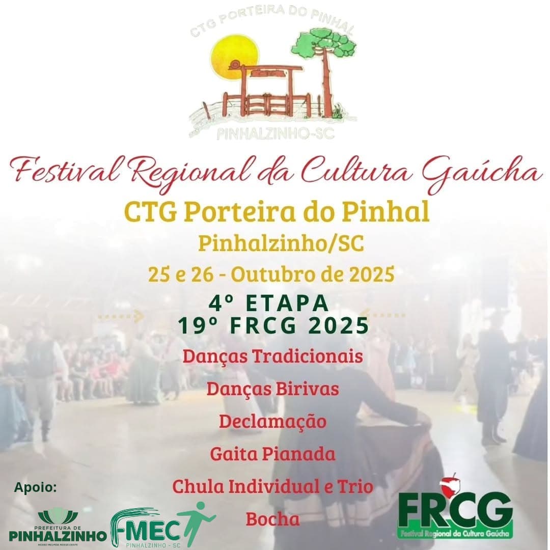 Pinhalzinho sedia a 4ª etapa do 19º Festival Regional da Cultura Gaúcha neste fim de semana