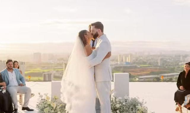 Casamento aconteceu por volta das 5h da manhã em heliponto (Foto: Divulgação)