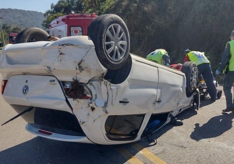 Motorista tentou matar aranha e sofreu acidente (Foto: Corpo de Bombeiros)