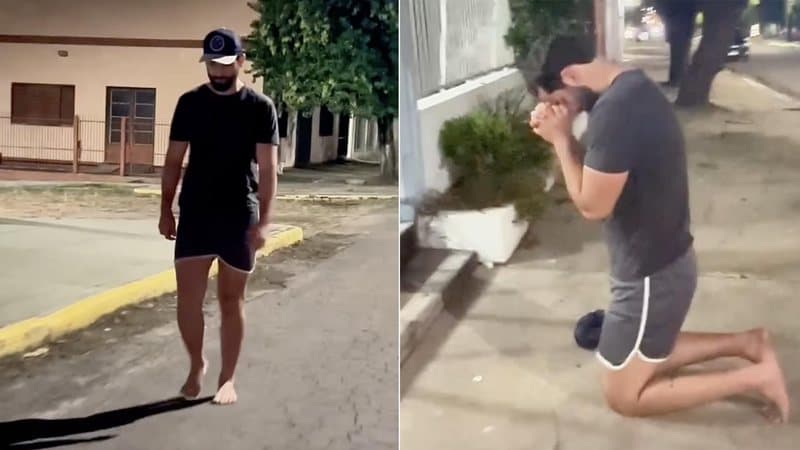 Matteus andou sem calçados por ruas de Alegrete (Foto: Arquivo pessoal)