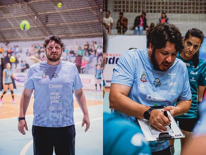 Paranaense Fernando Bonatto de 36 anos é o novo técnico do time catarinense de vôlei feminino da Pinhalense Voleibol (Foto: Renan Ribeiro)