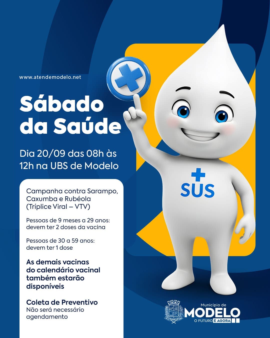 Modelo promove Sábado da Saúde com vacinação e coleta de preventivo