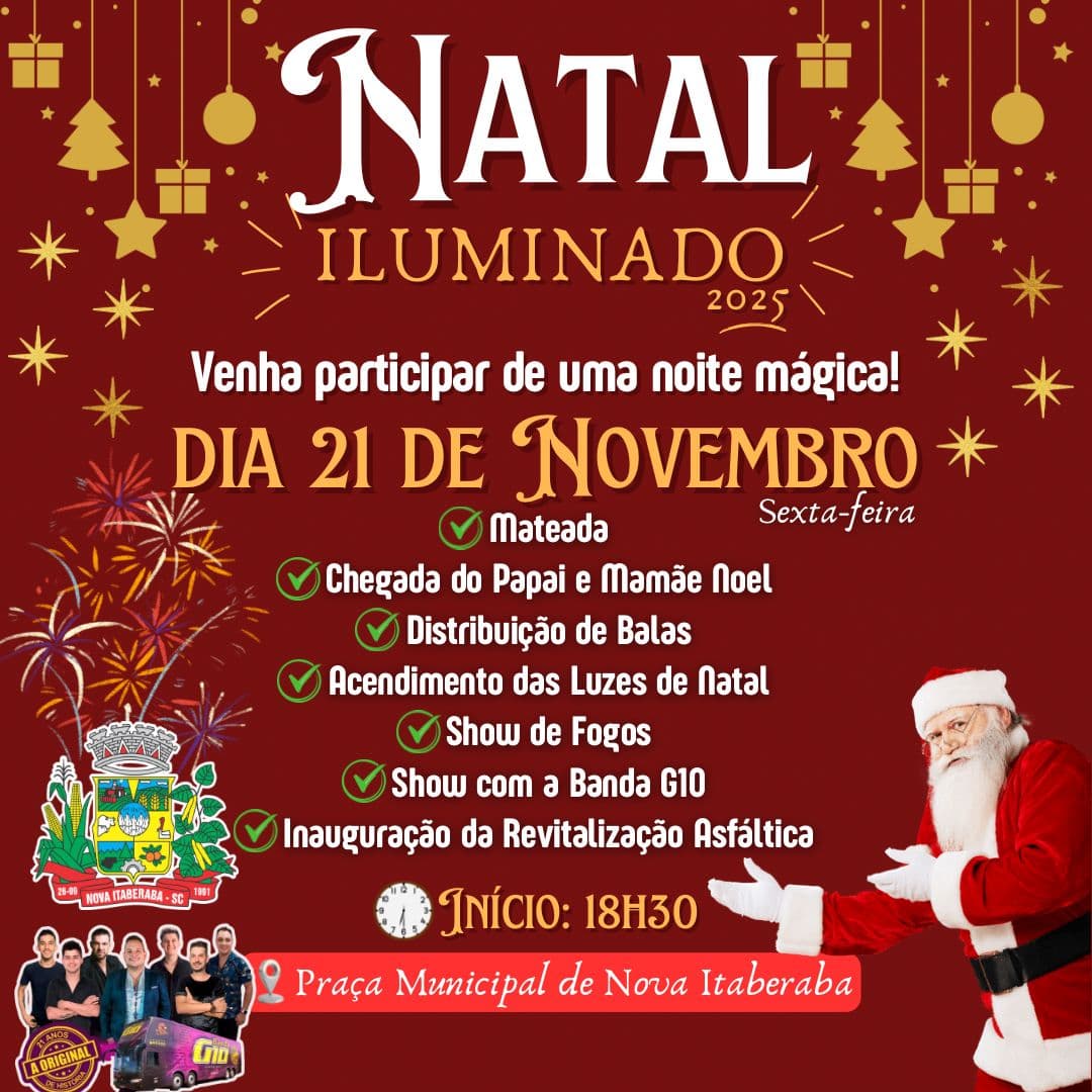 Abertura do Natal Iluminado 2025 promete encantar famílias em Nova Itaberaba