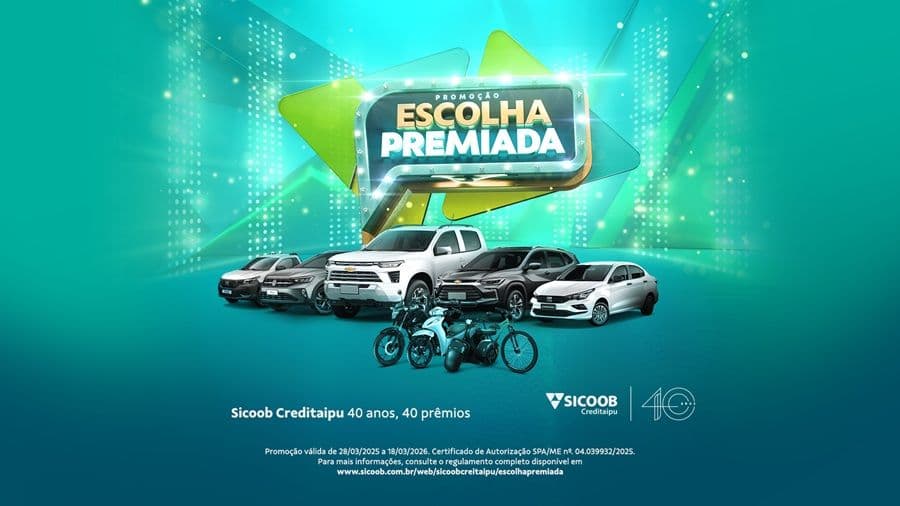 Sicoob Creditaipu lança campanha de prêmios em comemoração aos seus 40 anos