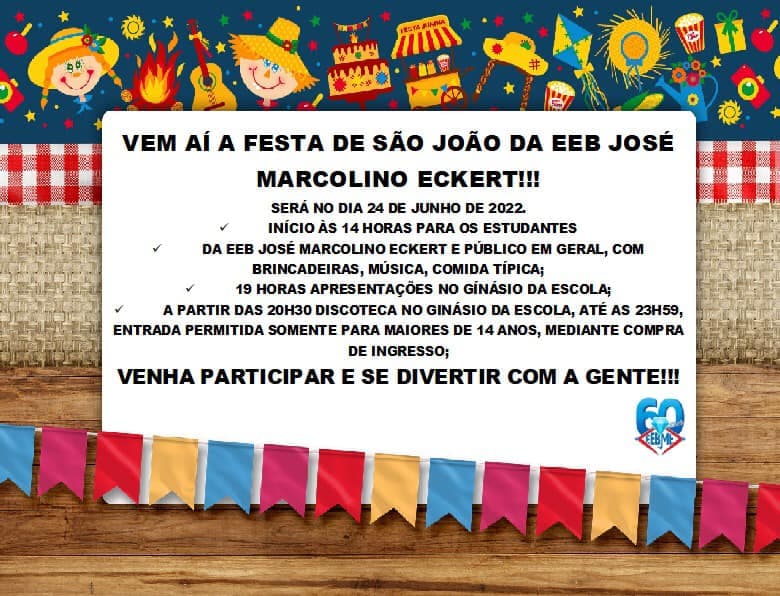 E.E.B José Marcolino Eckert convida a população para participar (Foto: Assessoria de Comunicação)