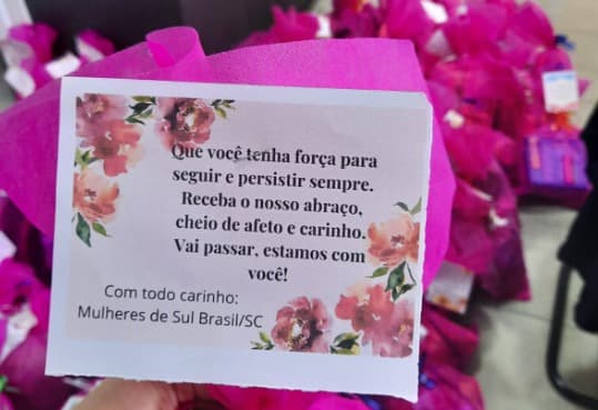 Mulheres de Sul Brasil montam kits para encaminhar ao RS (Foto: Divulgação )