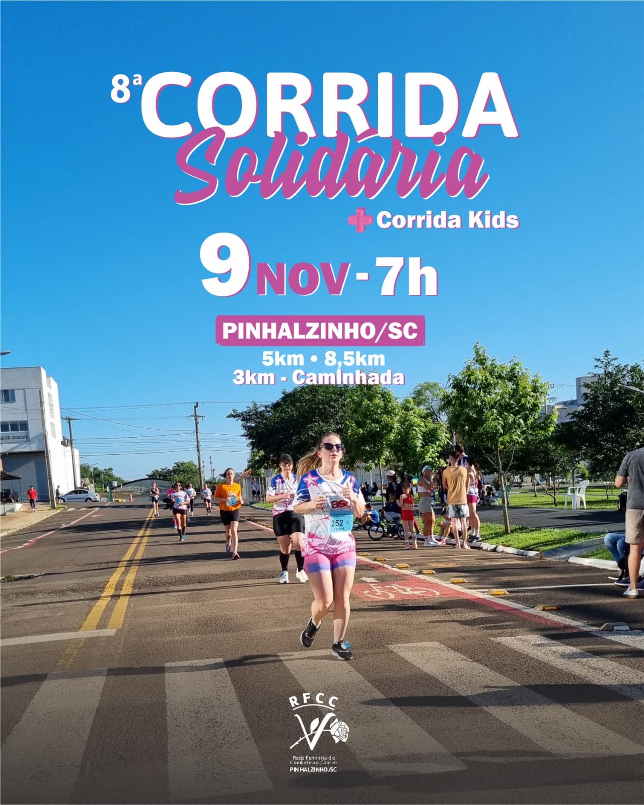 Pinhalzinho veste rosa e azul na 8ª Corrida Solidária da Rede Feminina