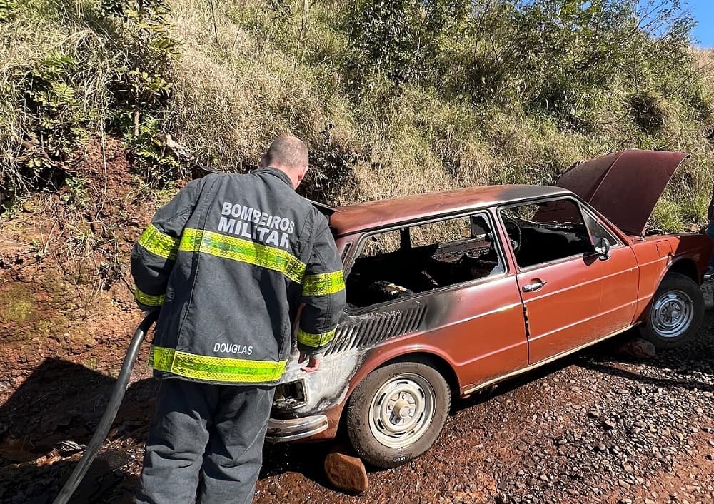 Veículo teve alguns danos materiais (Foto: Corpo de Bombeiros)