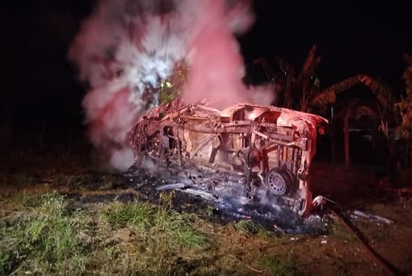 Grave acidente com capotamento e incêndio mobiliza socorristas em Maravilha