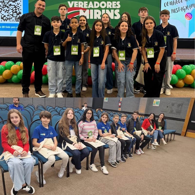 Vereadores Mirins de Pinhalzinho e Águas Frias participam de encontro estadual em Florianópolis