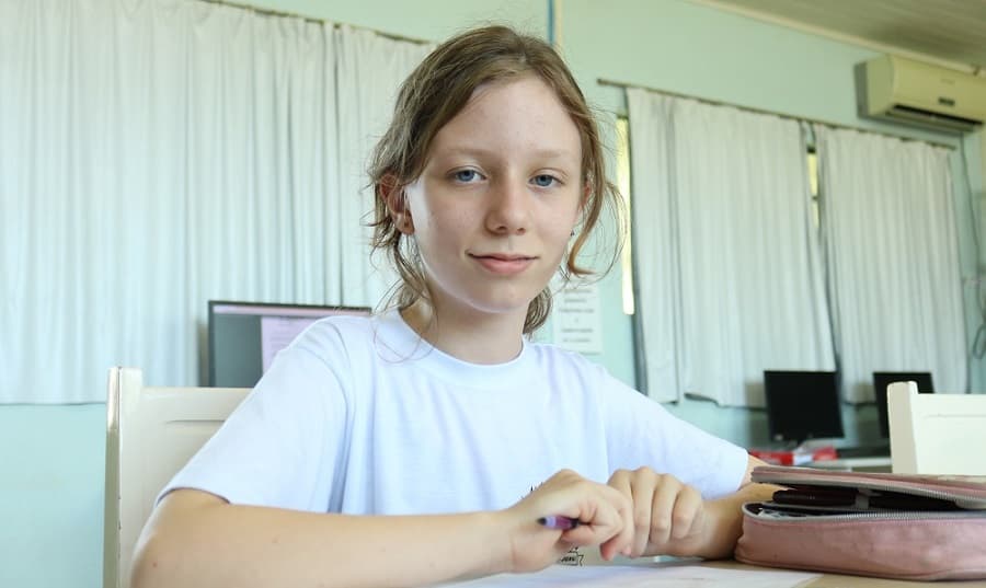Yasmin estuda na escola Vendelino Junges (Foto: Renan Ribeiro)