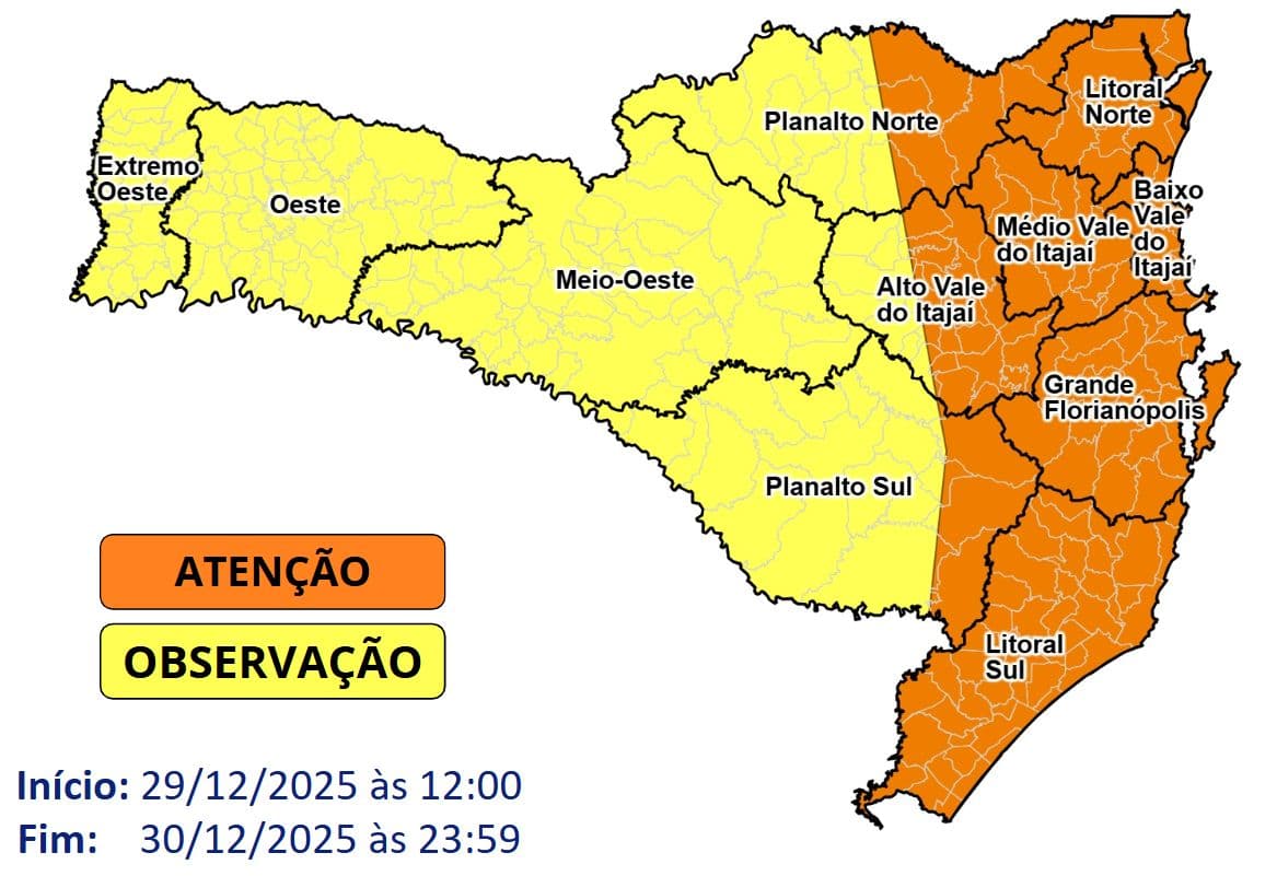 Santa Catarina inicia a última semana do ano com alerta para temporais (Foto por Defesa Civil)