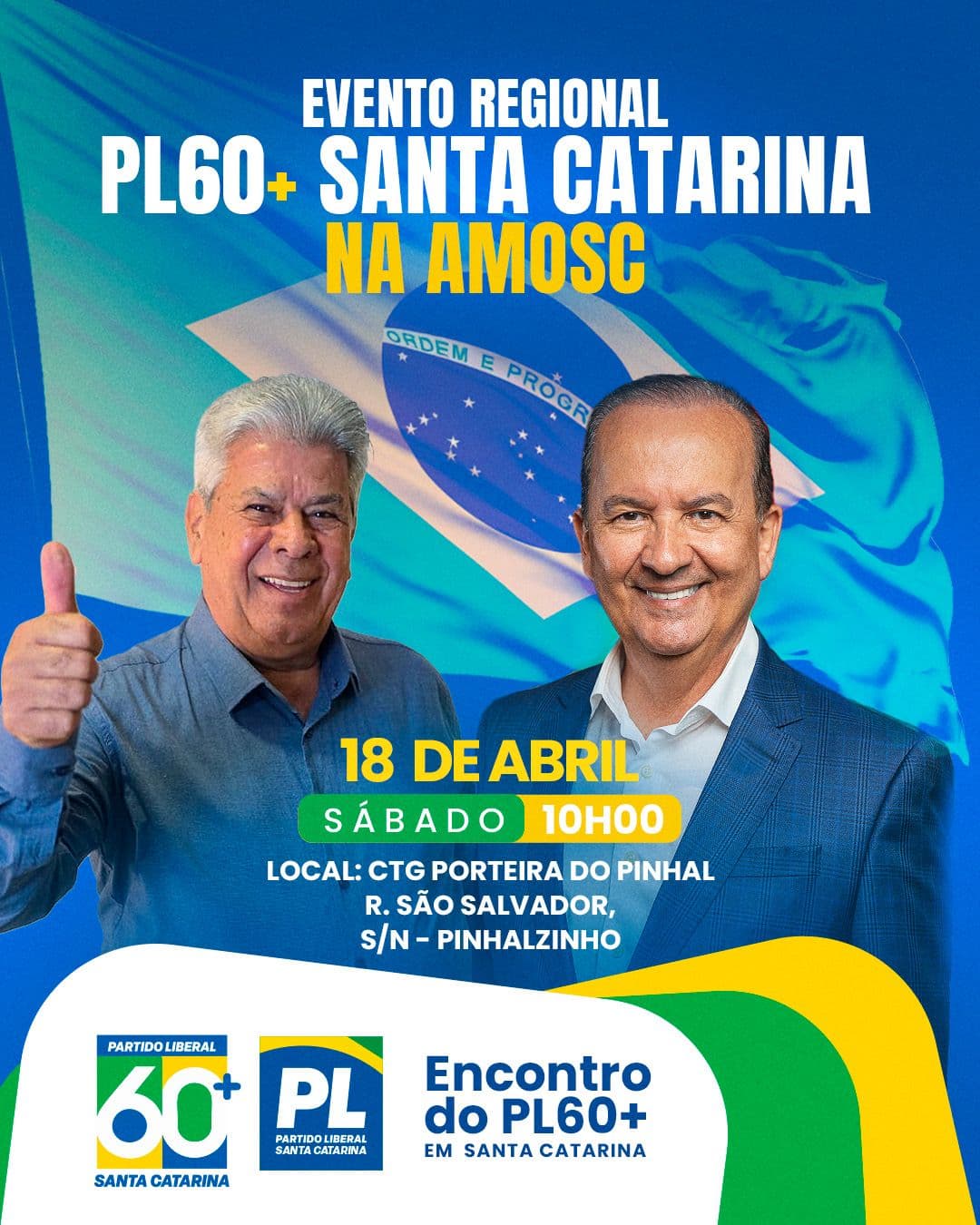 Encontro do PL 60+ será em Pinhalzinho (Foto por Divulgação)