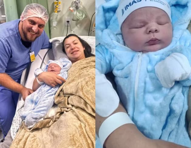Bebê de 4,9 quilos é o maior nascido em hospital de Tubarão em 2026