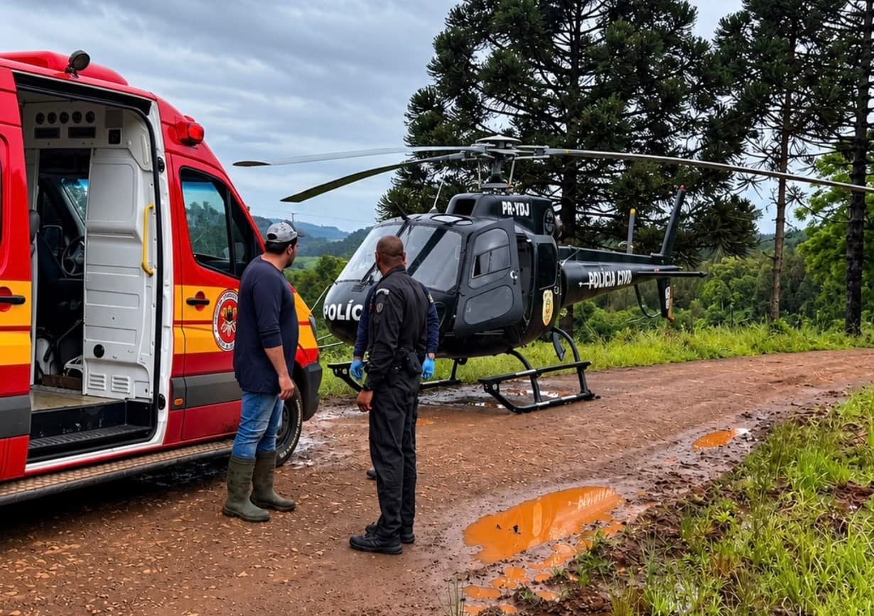 Jovem é atingido por árvore e atropelado por caminhão no Oeste