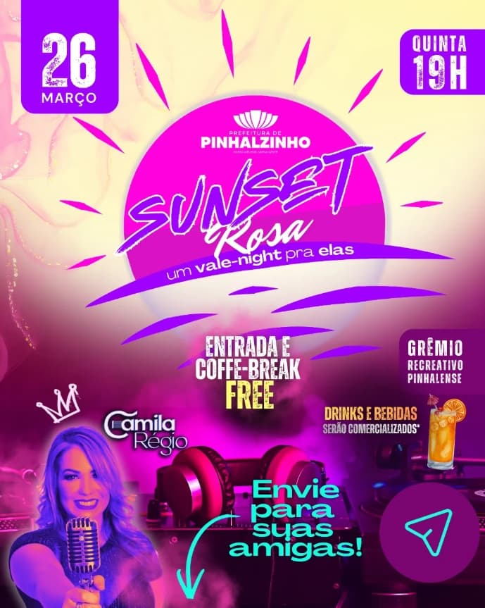 Sunset Rosa promete noite especial de integração e celebração para mulheres em Pinhalzinho