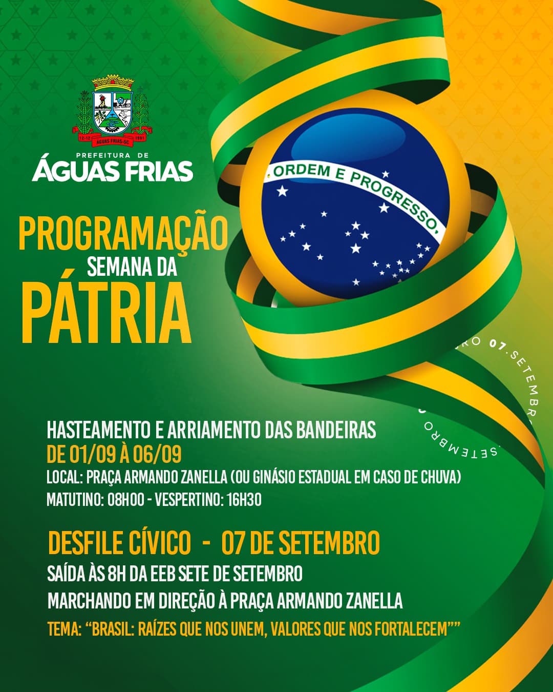 Águas Frias celebra 204 anos da Independência do Brasil com homenagem cívica e apresentações culturais