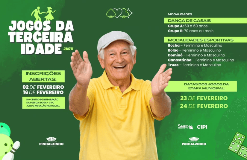 Inscrições para os Jogos da Terceira Idade estão abertas até 16 de fevereiro