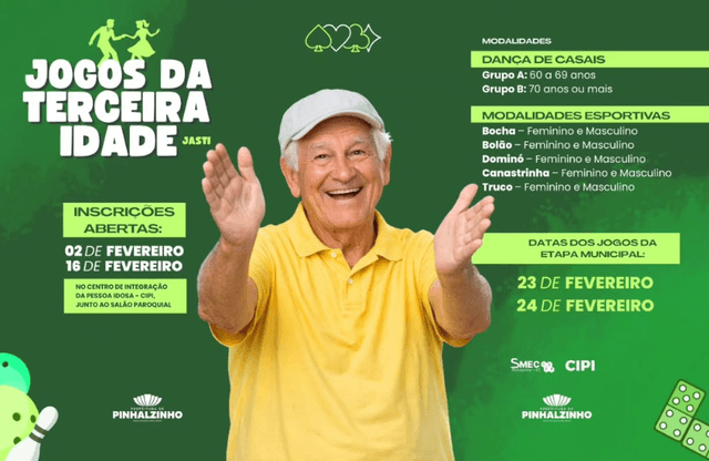 Inscrições para os Jogos da Terceira Idade estão abertas até 16 de fevereiro