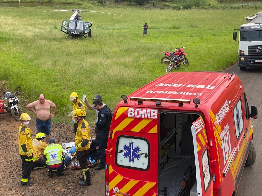Mulher é resgatada de helicóptero em Nova Erechim